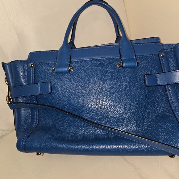 Coach Mercer Turnlock Satchel – Pebbled Leather – Azure Blue – Gold Hardware – - Picture 2 of 8